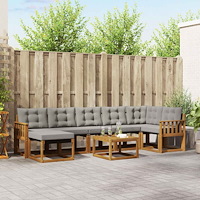 vidaXL Utomhussoffset med kudde 8 pcs Naturlig och Ljus Grå