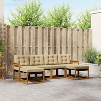 vidaXL Utomhussoffset med kudde 6 pcs Naturlig och Beige