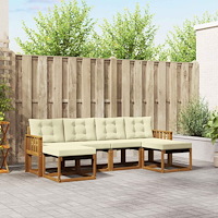 vidaXL Utomhussoffset med kudde 6 pcs Naturlig och Grädde