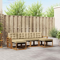 vidaXL Utomhussoffset med kudde 6 pcs Naturlig och Beige