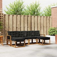 vidaXL Utomhussoffset med kudde 6 pcs Naturlig och svart