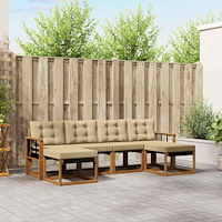 vidaXL Utomhussoffset med kudde 6 pcs Naturlig och Beige