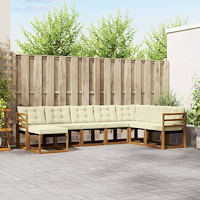 vidaXL Utomhussoffset med kudde 8 pcs Naturlig och Grädde