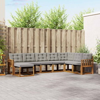 vidaXL Utomhussoffset med kudde 8 pcs Naturlig och Ljus Grå