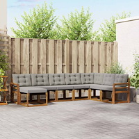 vidaXL Utomhussoffset med kudde 8 pcs Naturlig och Ljus Grå