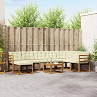 vidaXL Utomhussoffset med kudde 9 pcs Naturlig och Grädde