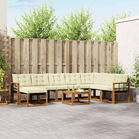 vidaXL Utomhussoffset med kudde 9 pcs Naturlig och Grädde