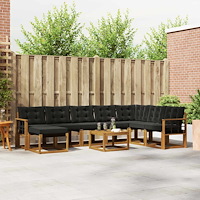 vidaXL Utomhussoffset med kudde 9 pcs Naturlig och svart