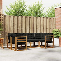 vidaXL Utomhussoffset med kudde 6 pcs Naturlig och svart