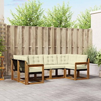 vidaXL Utomhussoffset med kudde 6 pcs Naturlig och Grädde