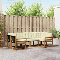 vidaXL Utomhussoffset med kudde 6 pcs Naturlig och Grädde