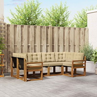vidaXL Utomhussoffset med kudde 6 pcs Naturlig och Beige