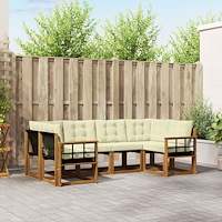 vidaXL Utomhussoffset med kudde 6 pcs Naturlig och Grädde