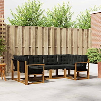 vidaXL Utomhussoffset med kudde 6 pcs Naturlig och svart