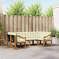 vidaXL Utomhussoffset med kudde 6 pcs Naturlig och Grädde