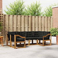 vidaXL Utomhussoffset med kudde 6 pcs Naturlig och svart