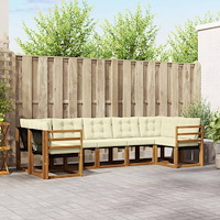 vidaXL Utomhussoffset med kudde 7 pcs Naturlig och Grädde