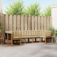 vidaXL Utomhussoffset med kudde 7 pcs Naturlig och Beige