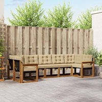 vidaXL Utomhussoffset med kudde 7 pcs Naturlig och Beige