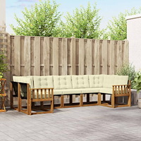 vidaXL Utomhussoffset med kudde 7 pcs Naturlig och Grädde