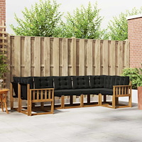 vidaXL Utomhussoffset med kudde 7 pcs Naturlig och svart