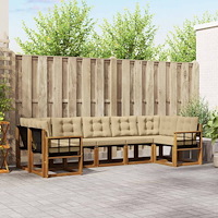 vidaXL Utomhussoffset med kudde 7 pcs Naturlig och Beige