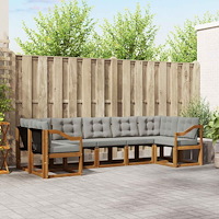 vidaXL Utomhussoffset med kudde 7 pcs Naturlig och Ljus Grå