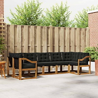 vidaXL Utomhussoffset med kudde 7 pcs Naturlig och svart