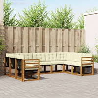 vidaXL Utomhussoffset 9 pcs Naturlig och Grädde Massivt Akaciaträ