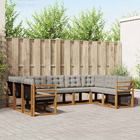 vidaXL Utomhussoffset 9 pcs Naturlig och Ljus Grå Massivt Akaciaträ