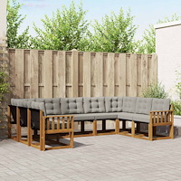 vidaXL Utomhussoffset 9 pcs Naturlig och Ljus Grå Massivt Akaciaträ