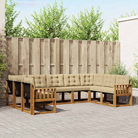 vidaXL Utomhussoffset 9 pcs Naturlig och Beige Massivt Akaciaträ