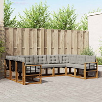 vidaXL Utomhussoffset 9 pcs Naturlig och Ljus Grå Massivt Akaciaträ