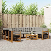 vidaXL Utomhussoffset 10 pcs Naturlig och Ljus Grå Massivt Akaciaträ