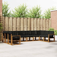 vidaXL Utomhussoffset med kudde 10 pcs Naturlig och svart