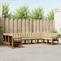 vidaXL Utomhussoffset med kudde 10 pcs Naturlig och Beige
