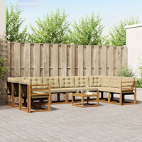 vidaXL Utomhussoffset med kudde 11 pcs Naturlig och Beige