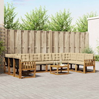 vidaXL Utomhussoffset med kudde 11 pcs Naturlig och Beige