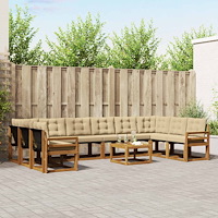 vidaXL Utomhussoffset med kudde 11 pcs Naturlig och Beige