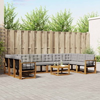 vidaXL Utomhussoffset med kudde 11 pcs Naturlig och Ljus Grå