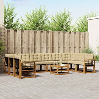 vidaXL Utomhussoffset med kudde 11 pcs Naturlig och Beige