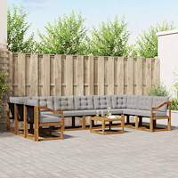 vidaXL Utomhussoffset med kudde 11 pcs Naturlig och Ljus Grå