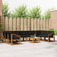 vidaXL Utomhussoffset med kudde 11 pcs Naturlig och svart