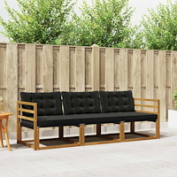 vidaXL Utomhussoffset med kudde 3 pcs Naturlig och svart