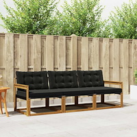 vidaXL Utomhussoffset med kudde 3 pcs Naturlig och svart
