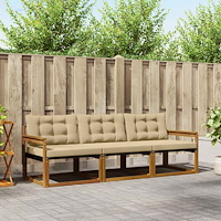 vidaXL Utomhussoffset med kudde 3 pcs Naturlig och Beige