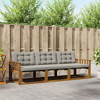 vidaXL Utomhussoffset med kudde 3 pcs Naturlig och Ljus Grå