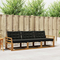 vidaXL Utomhussoffset med kudde 3 pcs Naturlig och svart