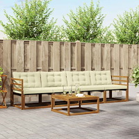 vidaXL Utomhussoffset med kudde 5 pcs Naturlig och Grädde