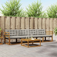 vidaXL Utomhussoffset med kudde 5 pcs Naturlig och Ljus Grå